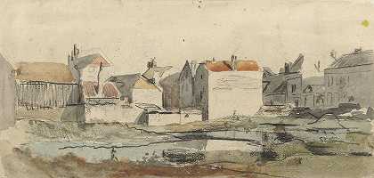 在建城市的外部`Buitenkant van een stad in aanbouw (1822 ~ 1895) by Carel Jacobus Behr