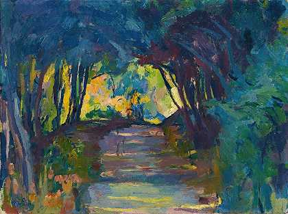 林间小路`Waldweg (1917) by Giovanni Giacometti