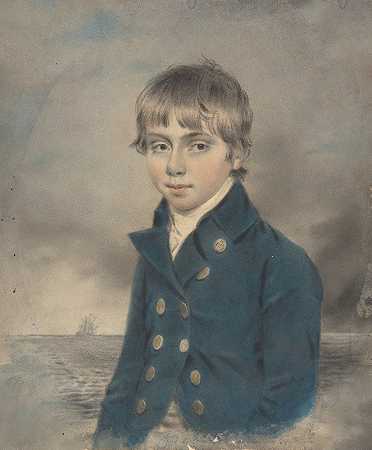 一位年轻的海军少校的纪念肖像`Memento Portrait of a Young Midshipman (18th century) by John Downman