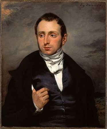弗朗索瓦·玛丽·德斯梅森博士的肖像`A Portrait of Dr. François~Marie Desmaisons (ca. between 1832 and 1833) by Eugène Delacroix