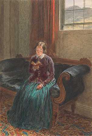 阅读的女士`A Lady Reading (ca. 1835) by William Henry Hunt