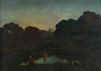 田园风光`Pastoral Scene (1911) by René Menard