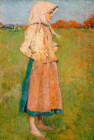 村姑`Village girl (1894) by Józef Mehoffer