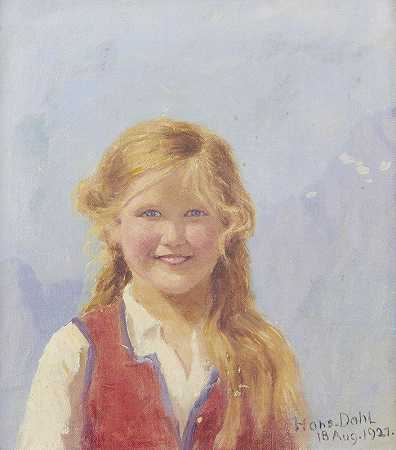 少女画像`Portrait Of A Young Girl (1921) by Hans Dahl