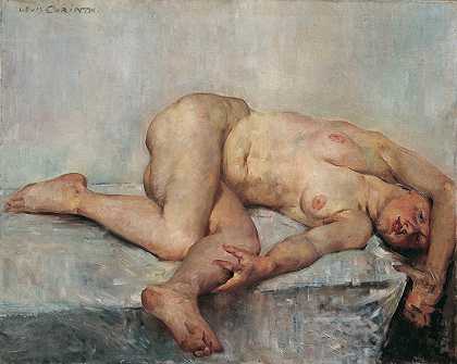 裸体躺着的女性`Liegender Weiblicher Akt (1907) by Lovis Corinth