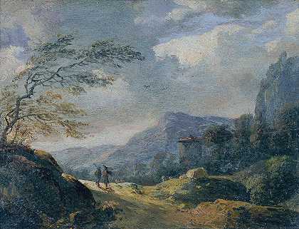 小山景`Kleine Gebirgslandschaft (1770~1780) by Johann Christian Brand