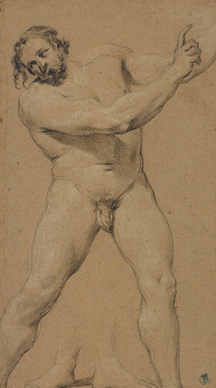 对男性裸体的研究`Study of a Male Nude (1630–1635) by Simon Vouet