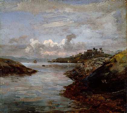 卑尔根诺德内斯的弗雷德里克斯堡防御工事`Fredriksberg Fortifications on Nordnes in Bergen (1834) by Johan Christian Dahl
