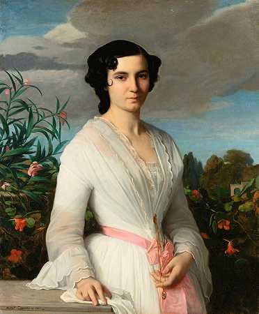 路易丝·马雷小姐画像`Portrait Of Mademoiselle Louise Marès (1851) by Alexandre Cabanel
