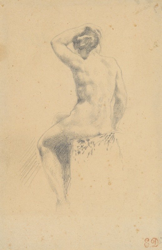 从后面看裸女`Female Nude Seen from the Rear (1825–35) by Eugène Delacroix