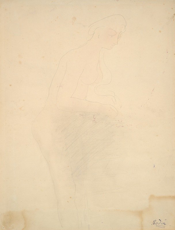 裸体站立，右侧面`Nude Standing, Right Profile by Auguste Rodin