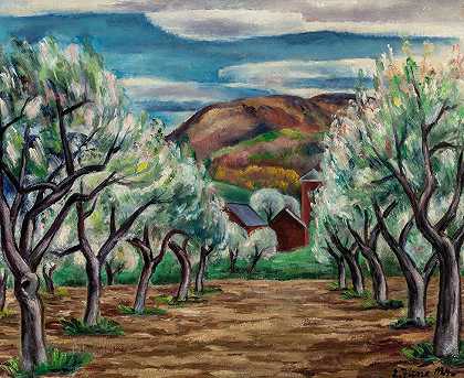 苹果园`Apple Orchard (1924) by Ernest Fiene