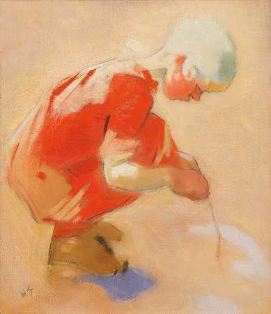 沙滩上的女孩`Girl On The Sand (1912) by Helene Schjerfbeck