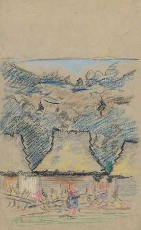 风景素描`Landscape Sketch (1935–1944) by Arnold Peter Weisz-Kubínčan