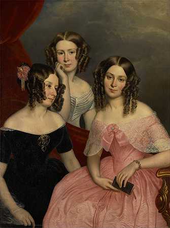 罗宾逊三姐妹`The Three Robinson Sisters (1846) by George Theodore Berthon
