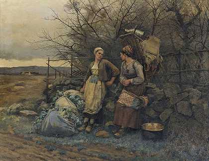 等待的少女`Maidens Waiting (1890) by Daniel Ridgway Knight