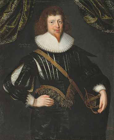一位绅士的肖像，传统上被称为弗雷德里克·维利耶爵士`Portrait of a gentleman, traditionally identified as Sir Frederick Villiers by Gilbert Jackson