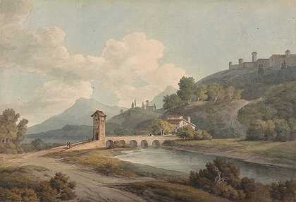 纳尼现代大桥`Modern Bridge at Narni (1795) by Francis Towne