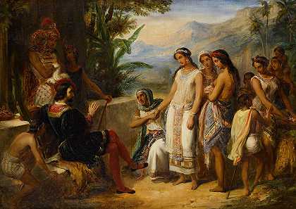 年轻的印加女子被要求结婚`Young Inca Woman Being Offered for Marriage by Alexandre Marie Colin