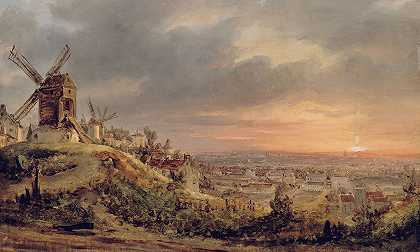 从巴特蒙马特看巴黎`Paris, vu de la Butte Montmartre (1830) by Louis Daguerre