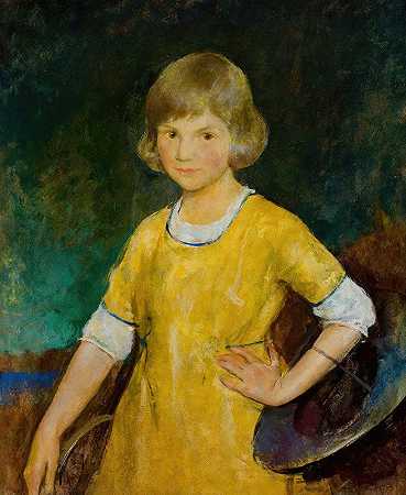 琼·贝克尔肖像`Portrait of Joan Becker (1920) by Charles Webster Hawthorne