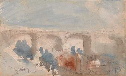圣瓦莱里大桥`The Bridge at St. Valery by Hercules Brabazon Brabazon