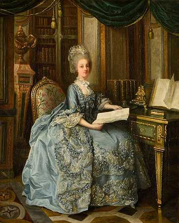 索菲夫人的肖像说小女王`Portrait de Madame Sophie dit la Petite Reine (1776) by Lié Louis Périn-Salbreux