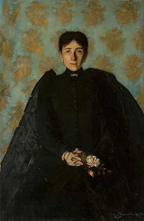 女人的肖像`Portrait of a woman (1891) by Olga Boznanska