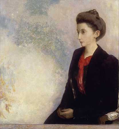 罗伯特·德多梅西男爵夫人`Baroness Robert de Domecy (1900) by Odilon Redon