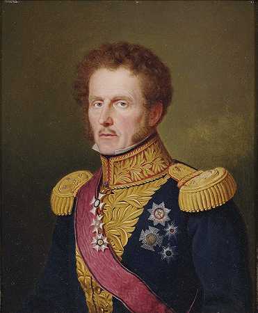 左侧四分之三景观中的恩斯特·弗雷海尔·冯·休格尔肖像。`Portrait des Ernst Freiherr von Hügel in Dreiviertelansicht nach links. (1829) by Franz Seraph Stirnbrand