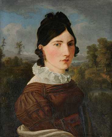 艺术家肖像s的嫂子Elise Miville Baumann`Portrait of the Artists Sister~in~Law, Elise Miville~Baumann (1824) by Jakob Christoph Miville