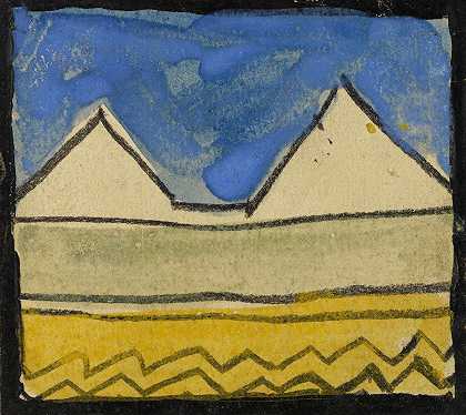 抽象山墙`Abstrahierte Giebel (1918) by Egon Schiele