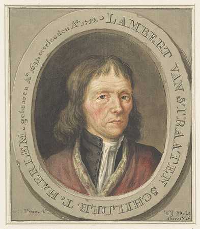 画家兰伯特·范·斯特拉顿的肖像`Portret van de schilder Lambert van Straaten (1736) by Tako Hajo Jelgersma