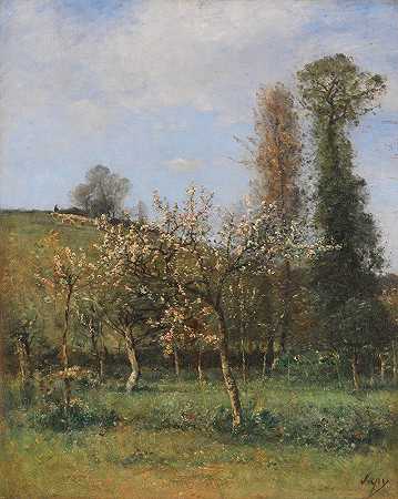 苹果花`Apfelblüte (1890) by Louis Aimé Japy