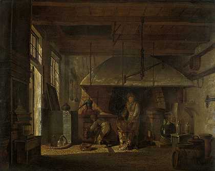 药剂师A.d的酿酒厂艾利在阿姆斯特丹扎格莫伦波特的城墙上`The Distillery of Apothecary A. dAilly in the Ramparts of the Zaagmolenpoort, Amsterdam (1818) by Johannes Jelgerhuis