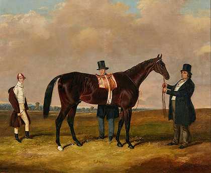 豪斯勋爵和他的赛马圣劳伦斯和他的教练和骑师福特`Lord Howth, With His Racehorse St. Lawrence, His Trainer, And His Jockey, Ford by Harry Hall