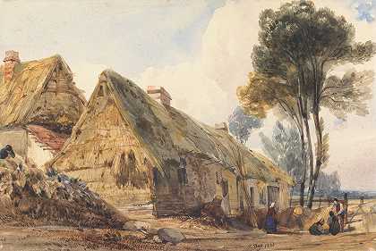 伦敦瑞士小屋风景`View at Swiss Cottage, London (1836) by Thomas Shotter Boys