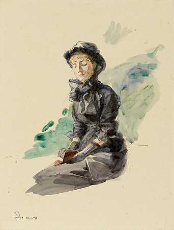 坐着的女人`Femme assise (19th century) by Marie Bracquemond