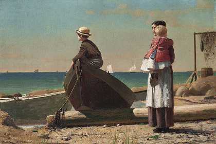 爸爸他来了！`Dads Coming! (1873) by Winslow Homer