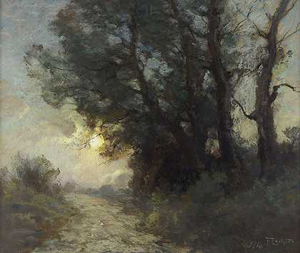 月球下的道路`Route sous la lune (1914) by François Cachoud