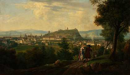 格拉兹和施罗斯伯格`Graz mit Schlossberg (1829) by Alois von Saar