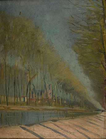 兰斯运河边缘`Bords du canal à Reims (1894~1904) by Paul Jamot