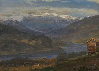 瓦尔德雷斯的海勒景观`View of Hjelle in Valdres (1850) by Johan Christian Dahl