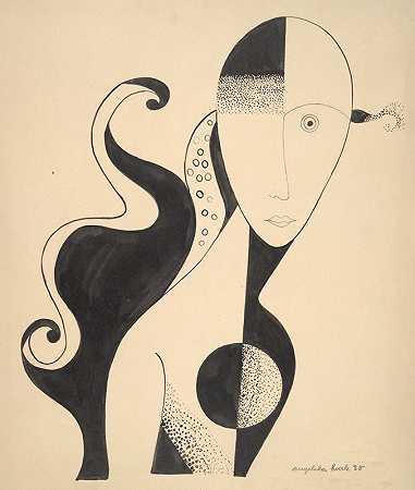 女性半身像`Female Bust (1920) by Angelika Hoerle