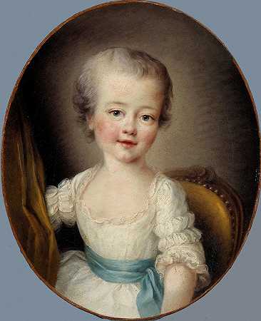 穿着白色连衣裙的小女孩肖像，被称为AlexandrineLenormant DEtiolles公司`Portrait de petite fille en robe blanche, dite Alexandrine Lenormant dEtiolles (18th Century) by François-Hubert Drouais