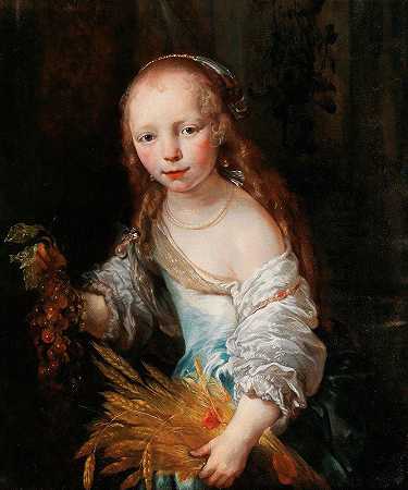 一个年轻女孩的肖像，如谷神星`Portrait Of A Young Girl As Ceres by Jan van Noordt