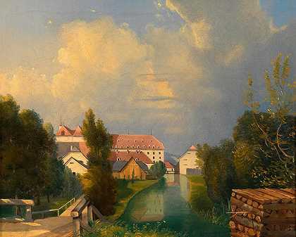 施万多夫的工厂花园`Fabriksgarten in Schwadorf (ca. 1835) by Adalbert Stifter