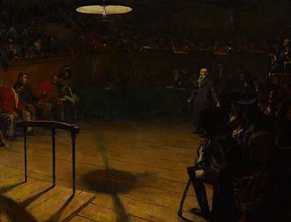 冉阿让在法庭上座椅D阿拉斯（穷人）`Jean Valjean devant la cour dassises dArras (Les Misérables) (1904) by André Victor Édouard Devambez