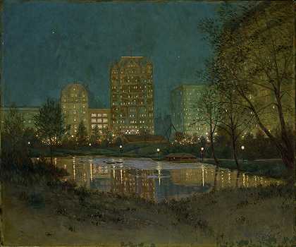 中央公园和广场`Central Park and the Plaza (1917~1918) by William Anderson Coffin