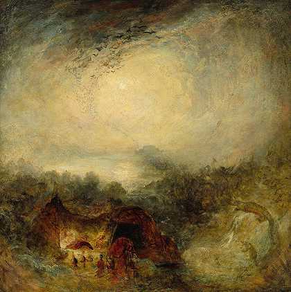 洪水之夜`The Evening of the Deluge (c. 1843) by Joseph Mallord William Turner